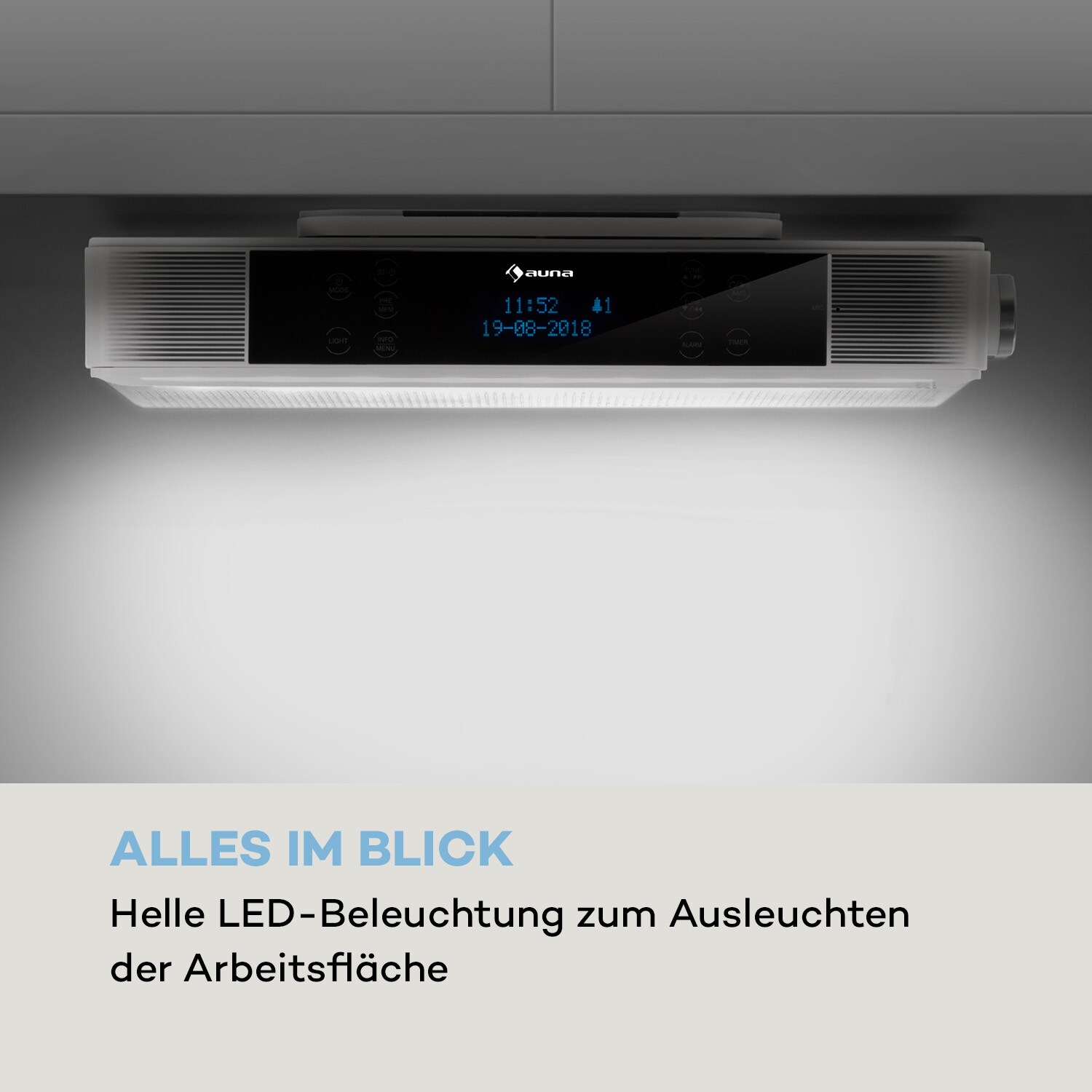 KR-140 Bluetooth Küchenradio DAB+/UKW Freisprechfunktion LED-Licht Weiß