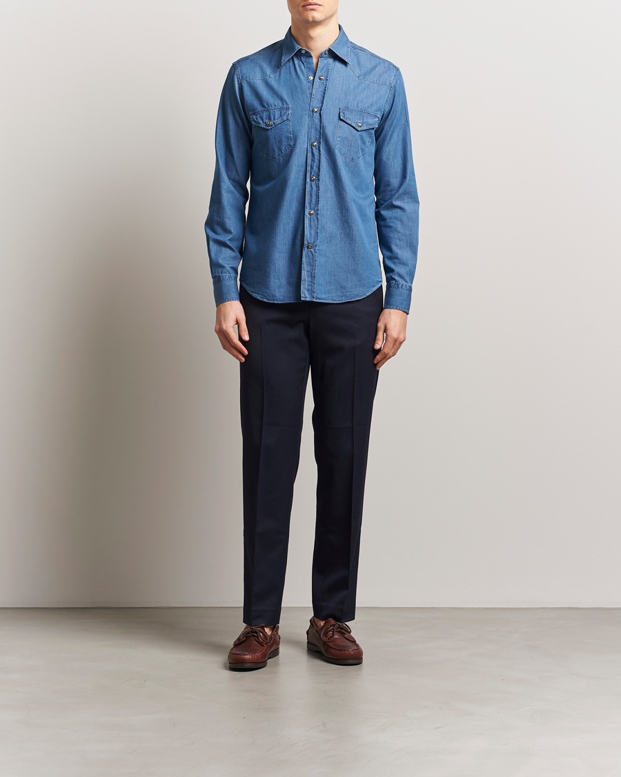 Grigio Western Denim Shirt Washed Indigo