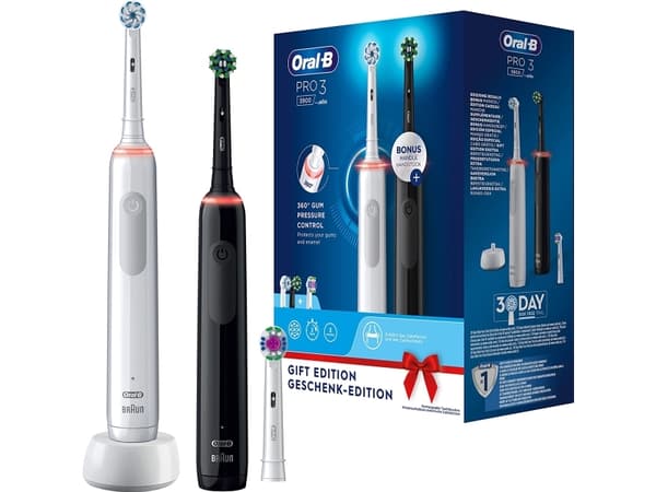 Oral-B Pro 3 3900 elektrisk tannbørste - dobbeltpakke