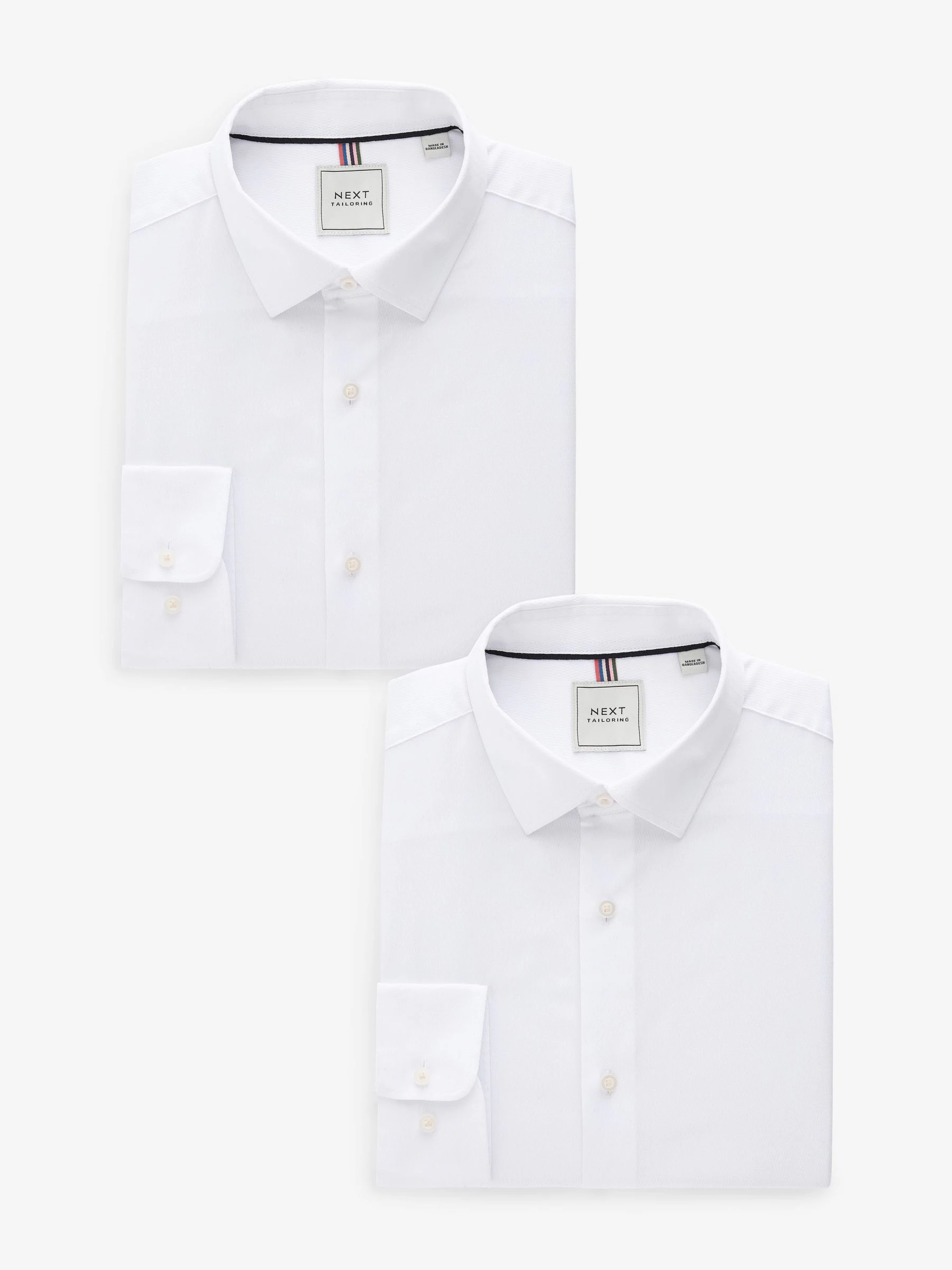 Wit - Easy Care Textured Slim Fit Single Cuff Smart Shirts 2 Pack