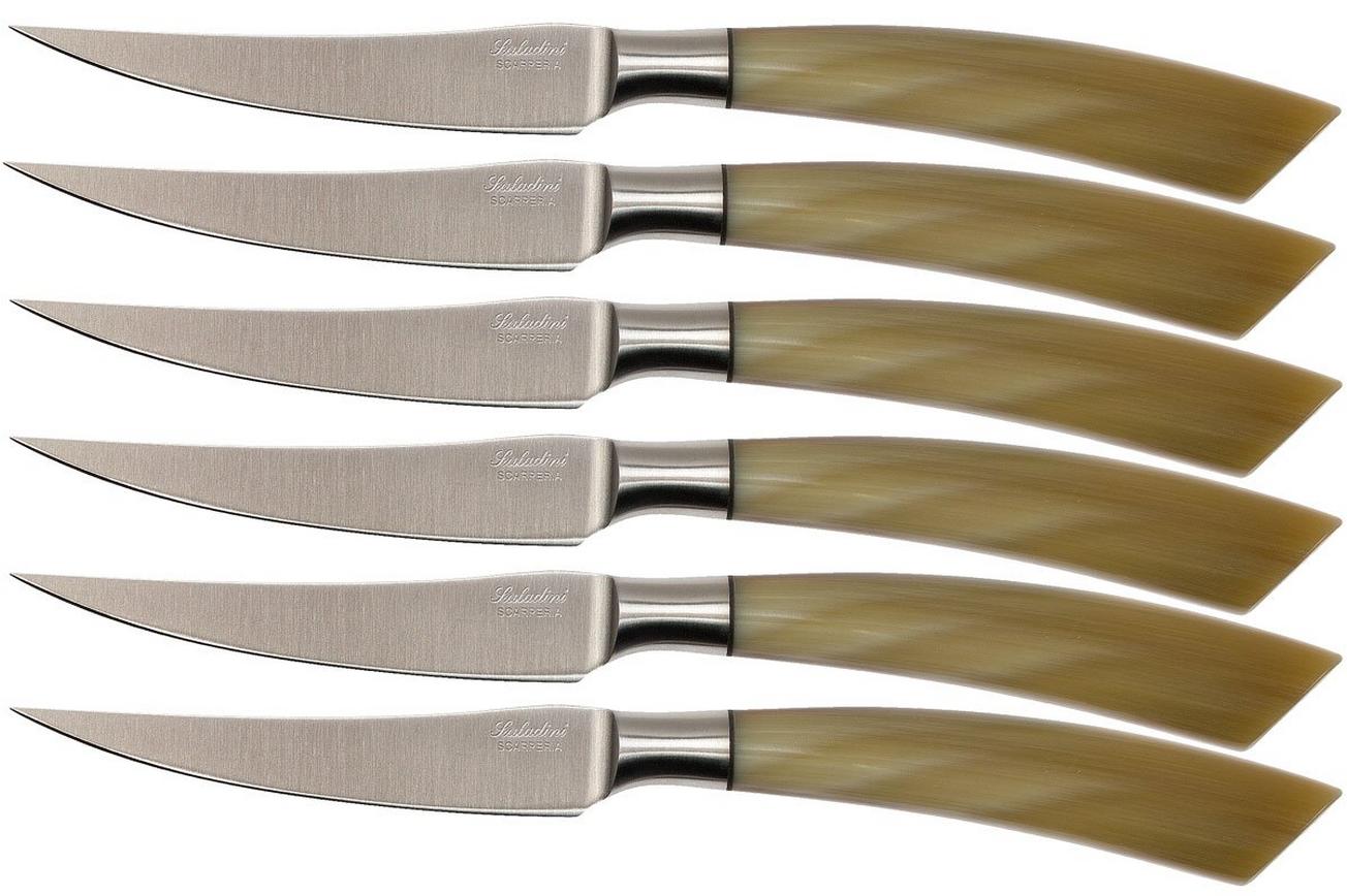 Saladini 6-delige steakmessenset 23 cm, ossenhoorn