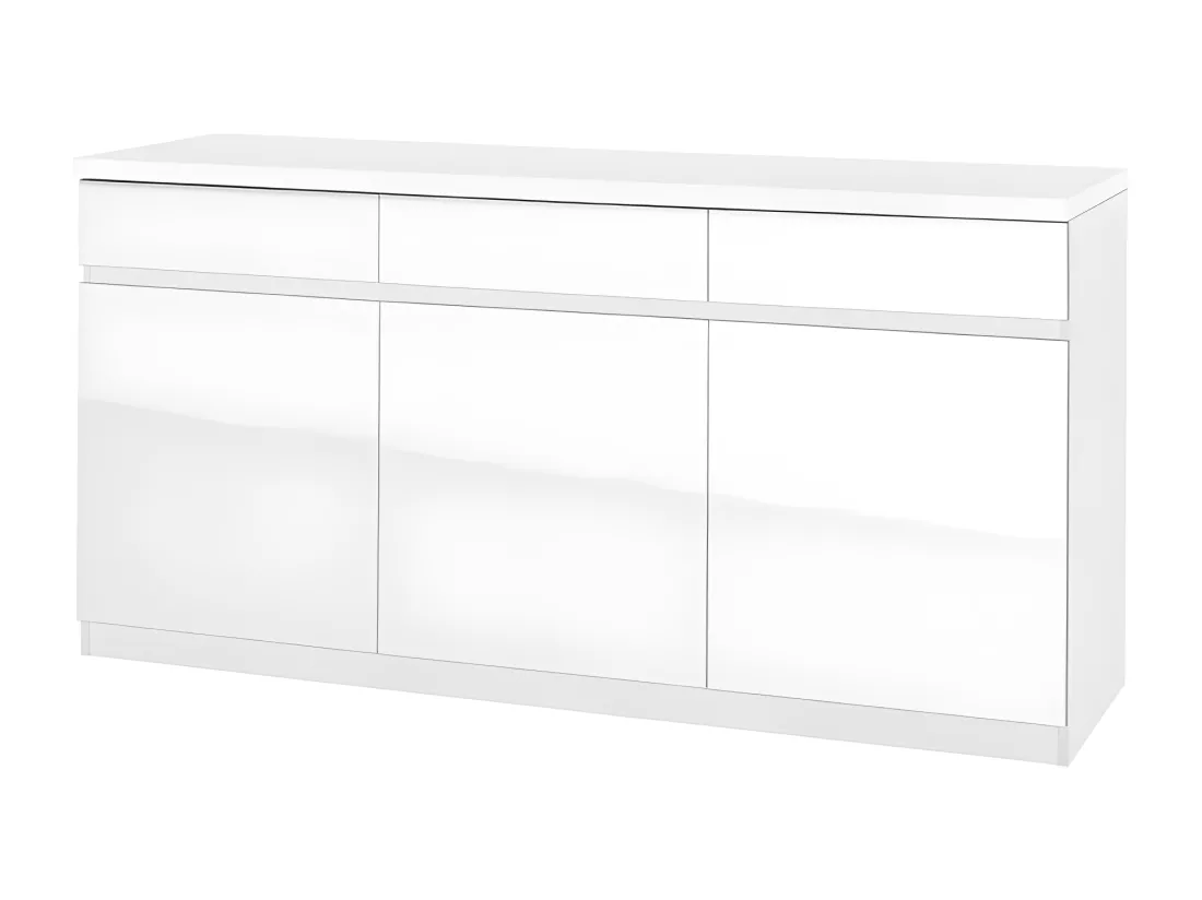 Buffet Moyen Modèle FABIO - Blanc Brillant - 165 x 50 x 84 cm