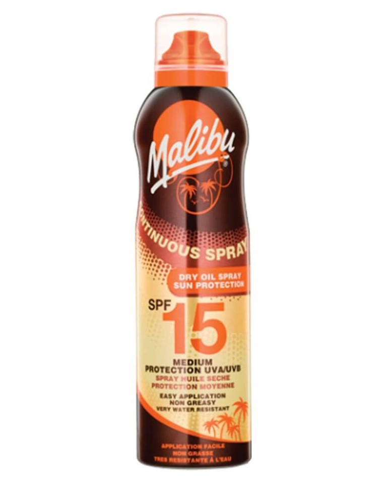 Malibu - Continuous Dry Oil Sun Spray SPF 15 175 ml - Solcreme