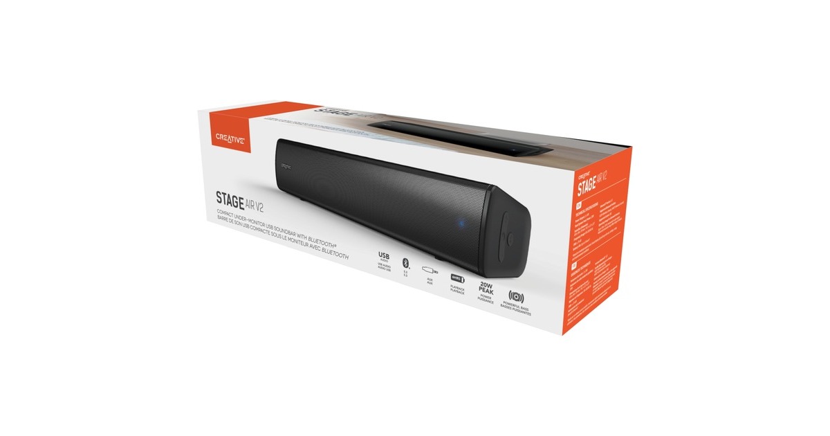 CreativeStage Air V2 soundbar  (Zwart, Bluetooth)