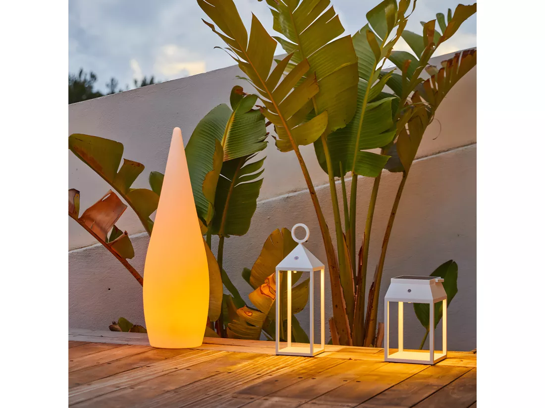 Lampadaire extérieur sans fil CLASSY Blanc Polypropylène H120CM
