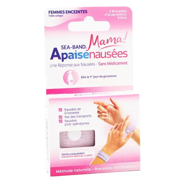 Pulseira anti-náusea para gestantes Sea-Band, rosa, 2 unidades