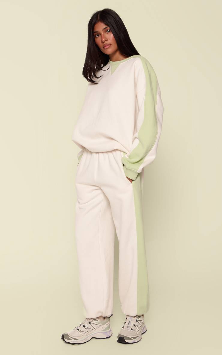 Crème Sweat-shirt Oversize À Empiècements Contrastés