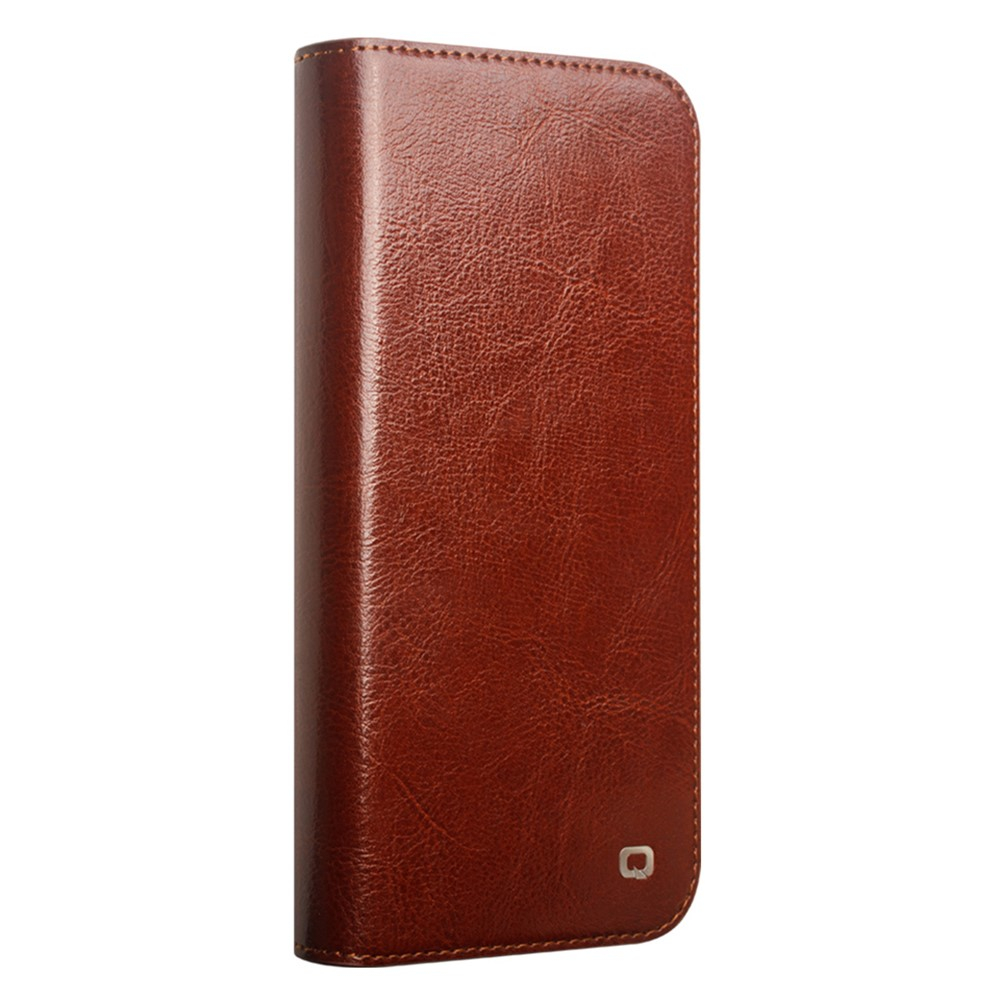 iPhone 16 Echtleder Tasche Flip Wallet Cover mit Kartenfächer - Braun