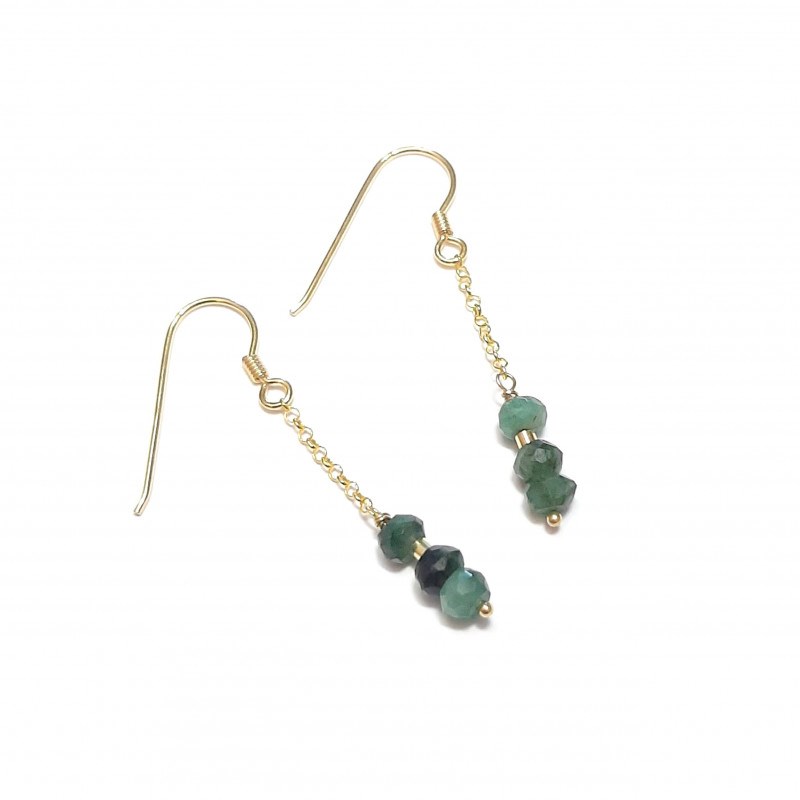 Boucles d'Oreilles Emeraude Argent 925 Doré