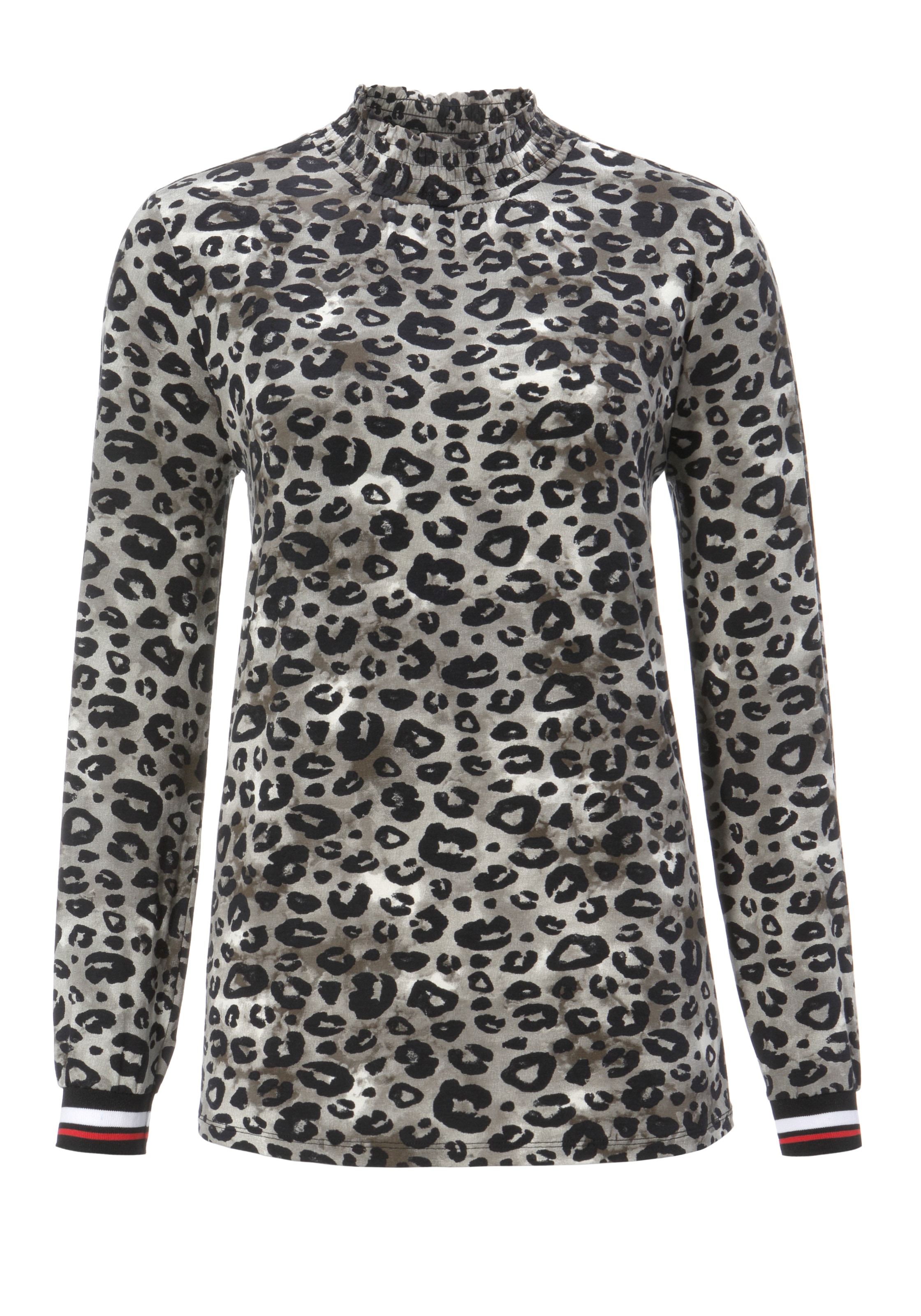 Aniston CASUAL Langarmshirt , mit trendigem Animal-Print und gestreiften Bündchen