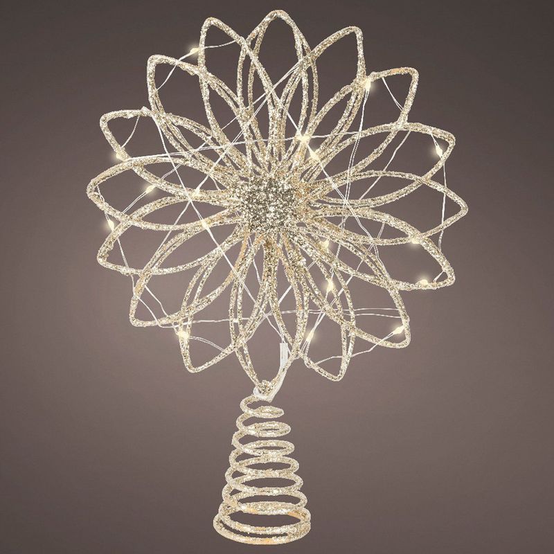 Lumineo - Kerstboom Piek - Goud - 26 cm - LED Verlichting Warm Wit - Kerstdecoratie