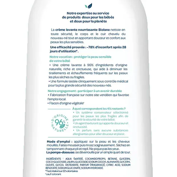 Biolane - Creme de Limpeza Nutritivo - Bebê - Corpo e Cabelo - Frasco com Bomba Dosadora 750ml