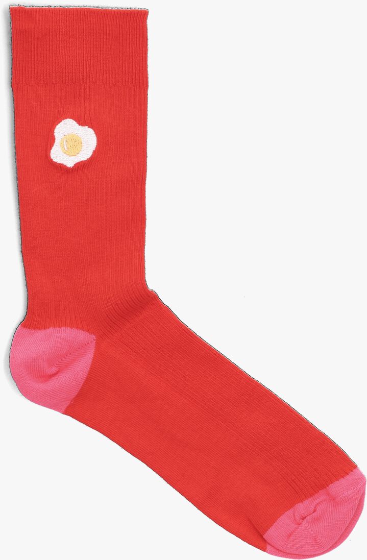 HAPPY SOCKS rode happy socks sokken ribbed embroidery egg