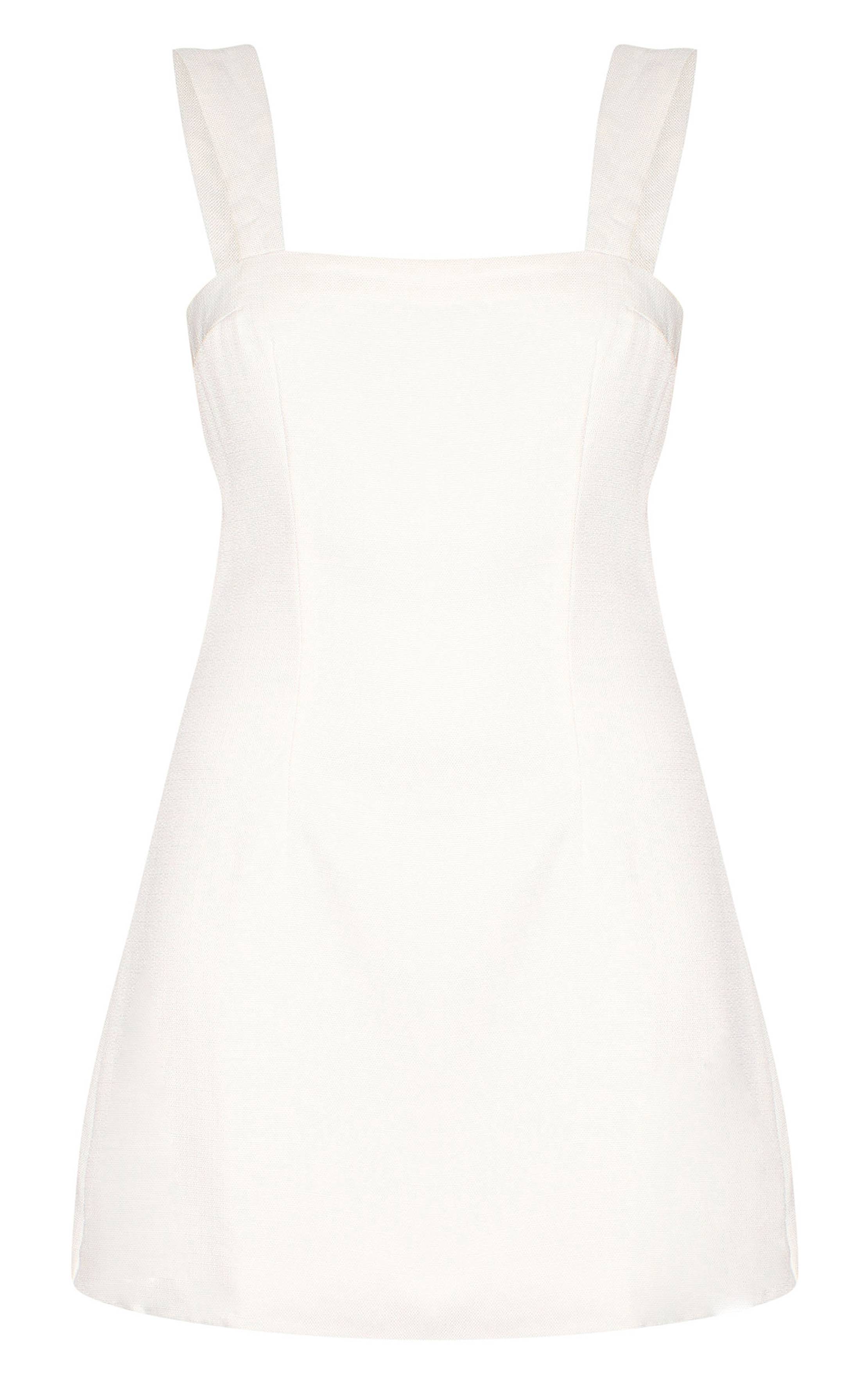 Crème Robe Droite En Sergé Avec Nœud Et Découpes