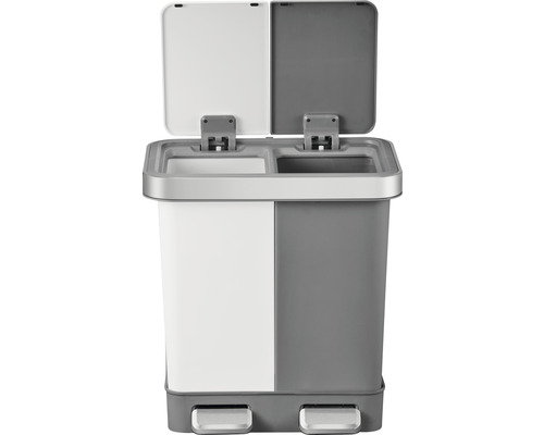 EKO Hana Duo pedaalemmer, 2 compartimenten, 20 l, grijs/wit