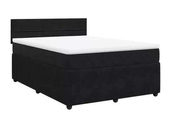Sommier à lattes de lit avec matelas Noir 140x190 cm Velours