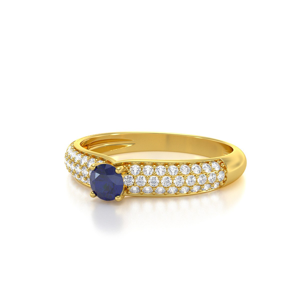 Bague ADEN Or 585 Jaune Saphir et diamants 1.978grs
