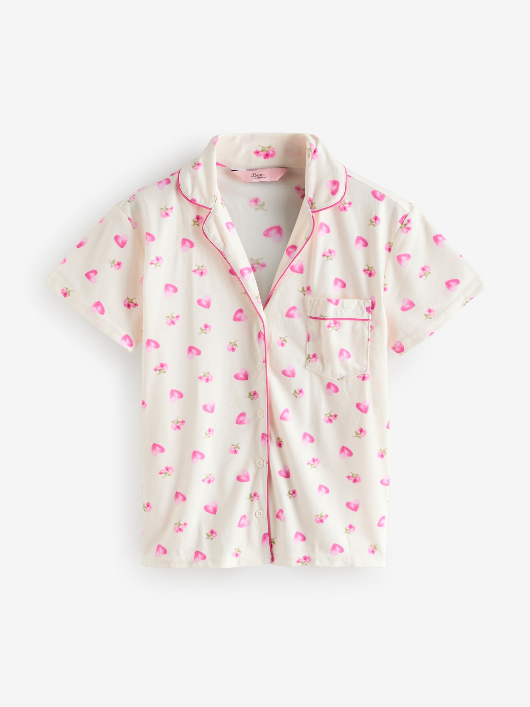 Cream Heart & Roses Print - Boux Avenue korte pyjama in een tas