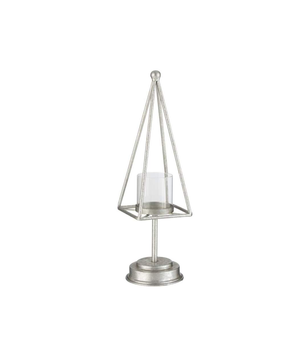 Paris Prix - Photophore Design Métal pyramide 40cm Argent