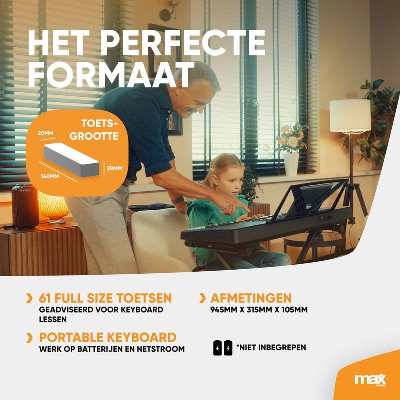 MAX Rhapsody61L keyboard set met 61 lichtgevende toetsen - Compleet met standaard en koptelefoon