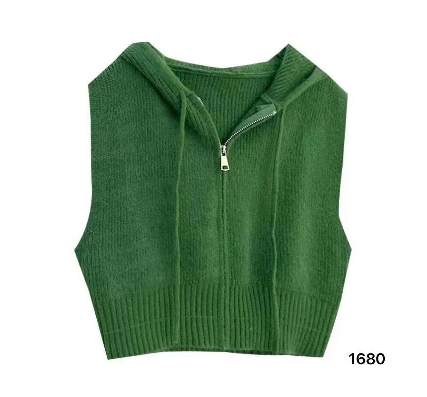 Tonni's - Effen vest met capuchon en rits
