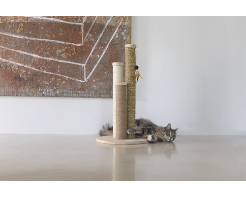 Krabmeubel ontworpen door Lotte: krabpaal Willa, 40 x 40 x 60 cm, voor katten tot 7 kg, gemaakt van sisal, jute, zeegras en hout.