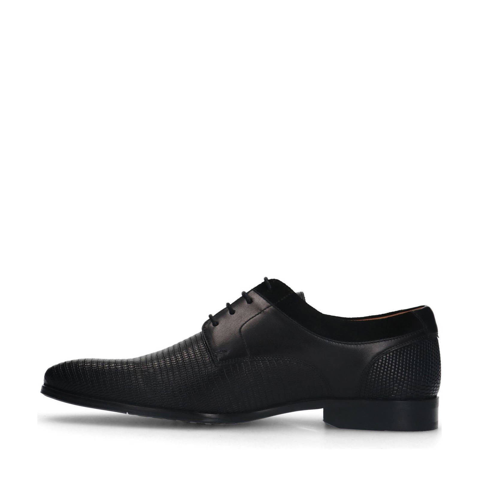 Manfield leren veterschoenen zwart