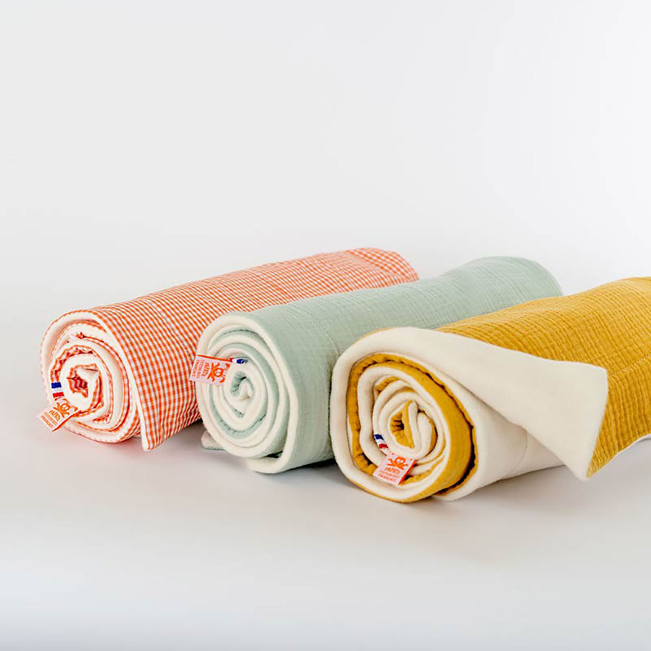 Papate Couverture en Coton Bio Rex blanc/vert - 70x95 cm