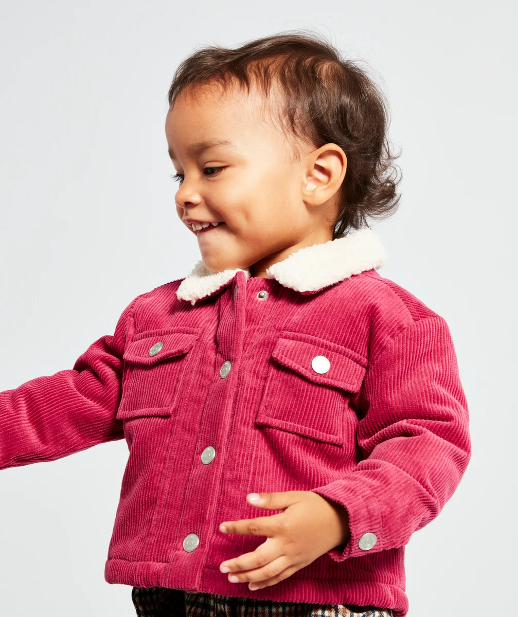 VESTE BÉBÉ FILLE EN REMBOURRAGE RECYCLÉ ET VELOURS ROSE
