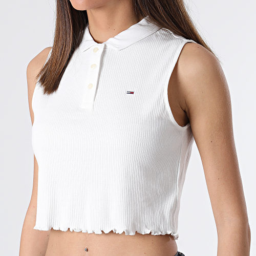 Polo Sans Manches Femme Crop 2532 Blanc