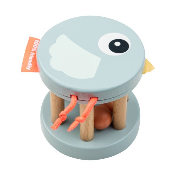 Done By Deer Birdee Houten Rammelaar Roller - Blue