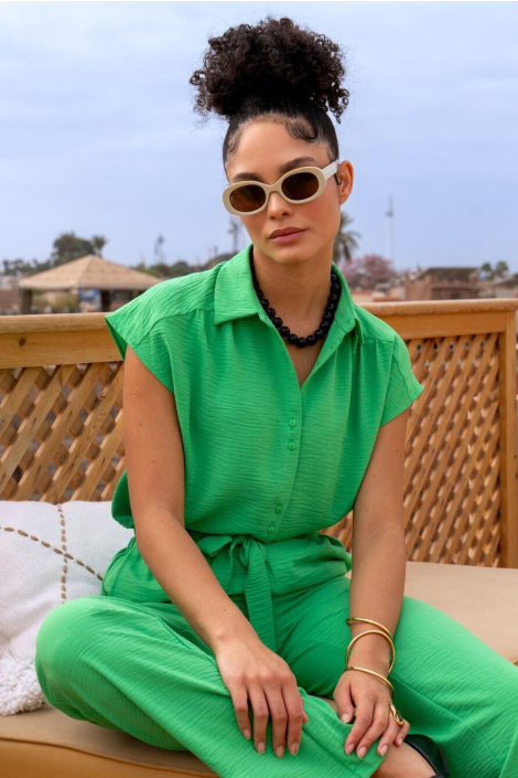 Geisha groene dames blouse