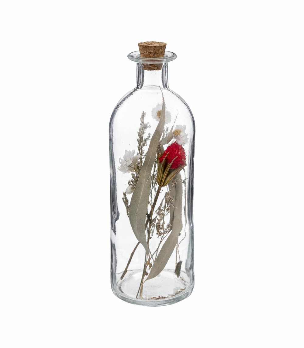 Fleurs séchées dans bouteille en verre d 7 x h 21 cm