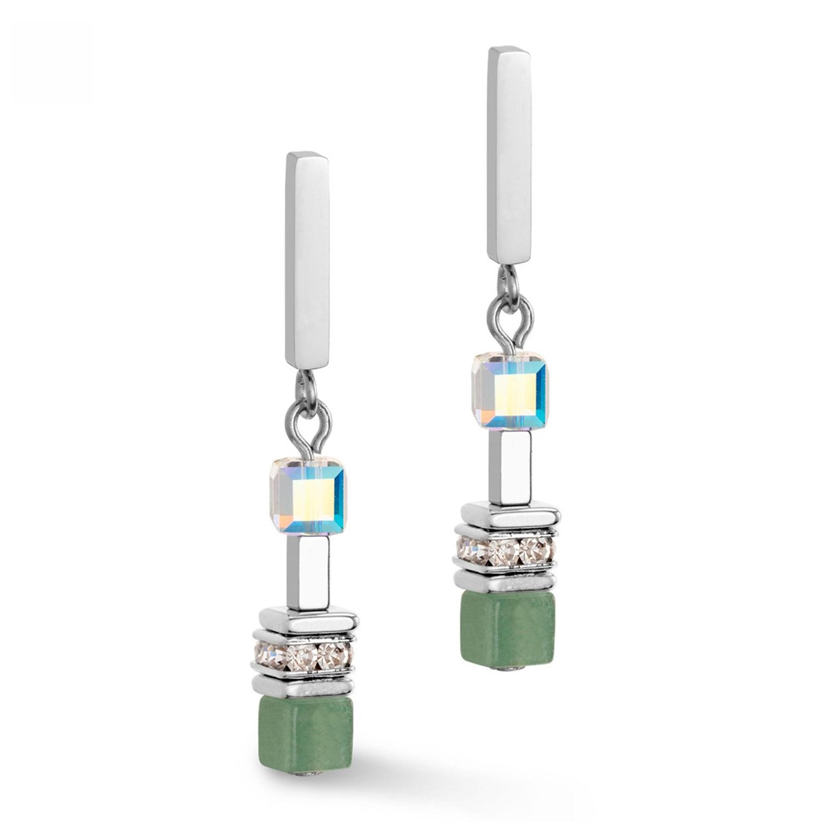 Boucles d'oreilles Coeur de Lion GeoCUBE PreciousFusion Chunky Chain vert clair