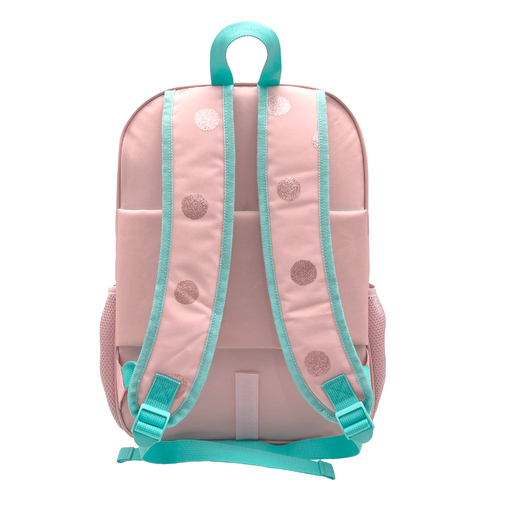 Mochila escolar Blin-blin Dots com dois compartimentos + carrinho para brinquedos com 4 rodas giratórias