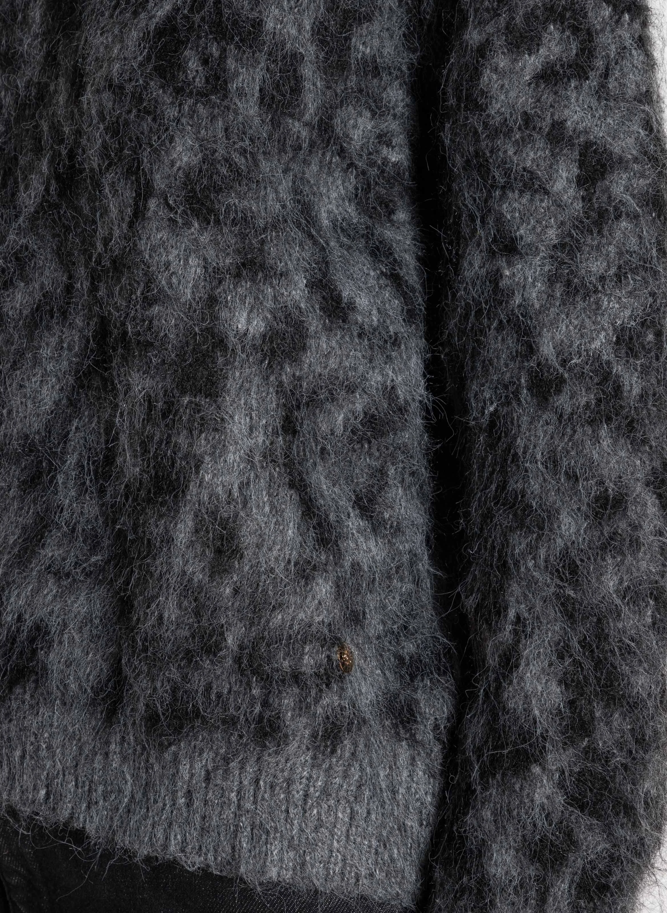 MAY - Pull droit imprimé léopard | Gris