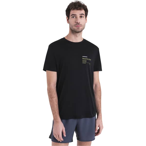 T-shirt randonnée ICEBREAKER M MERINO 150 TECH LITE III SS TEE NATURAL RUN CLUB 2.0 BLACK