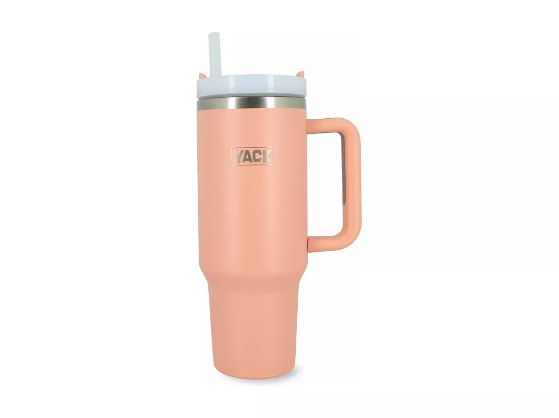 Yack - Gobelet Yack 1.2l En Acier Inoxydable Rose Couvercle Et Paille