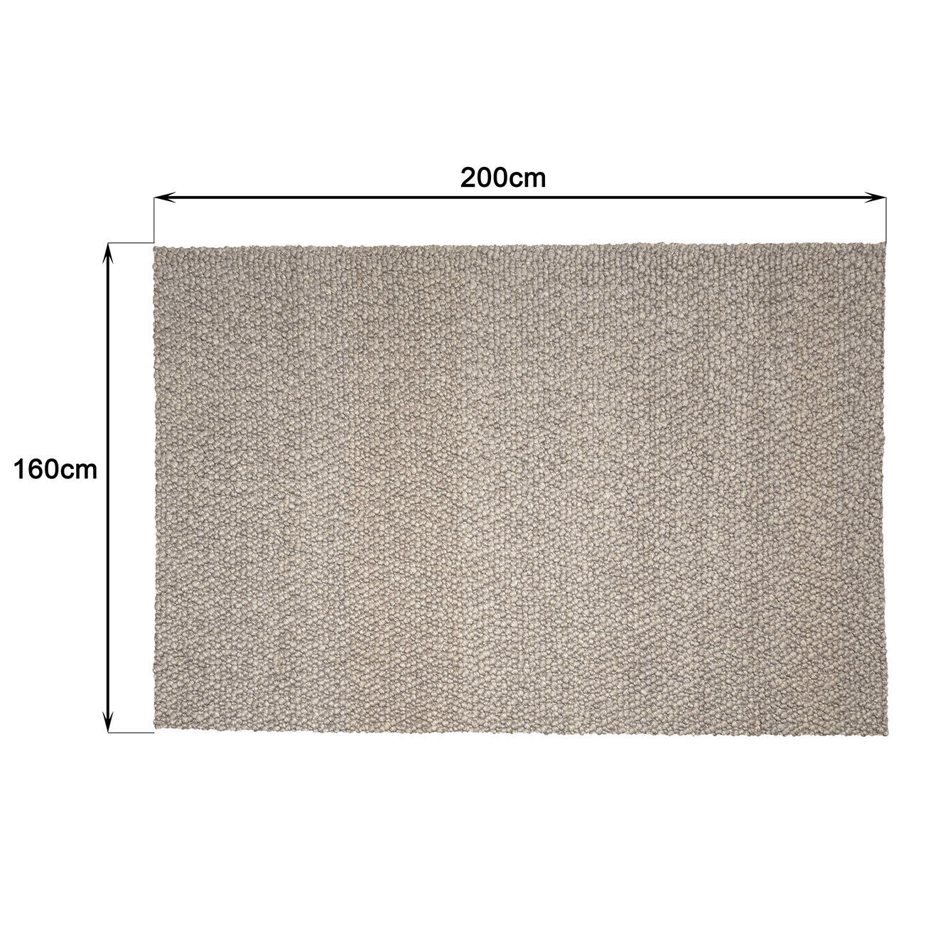 Macabane Tapis rectangulaire en Laine bouclée Quentin taupe - 230x160 cm