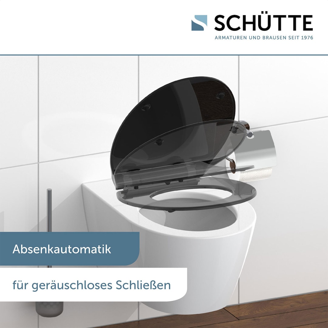 SCHÜTTE WC-Sitz Slim Black Duroplast Absenkautomatik Schnellverschluss