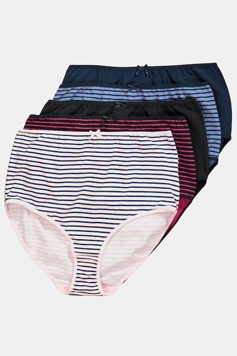 Maxislips, 5er-Pack, Ringel / einfarbig, High Waist