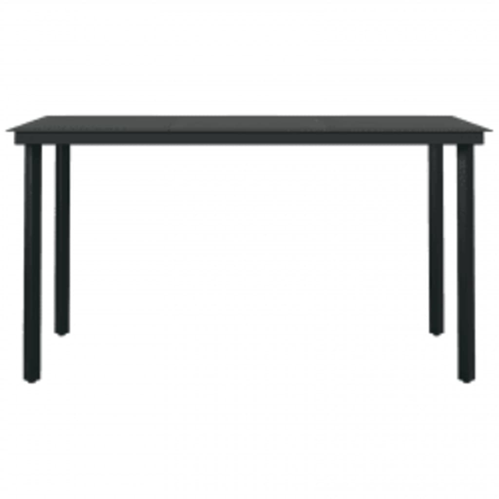 Ensemble de salle à manger de jardin meuble extérieur avec coussins 5 pièces noir