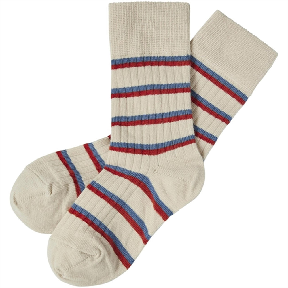 Køb FUB Crimson Red/Azure 2-pak Thin Striped Strømper