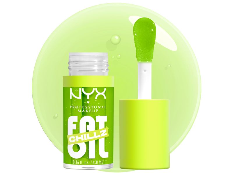 NYX Professional Makeup Lip Gloss Fat Oil Chillz Kiwi Freez Veganer Lip Gloss für 12 Stunden volle und gepflegte Lippen