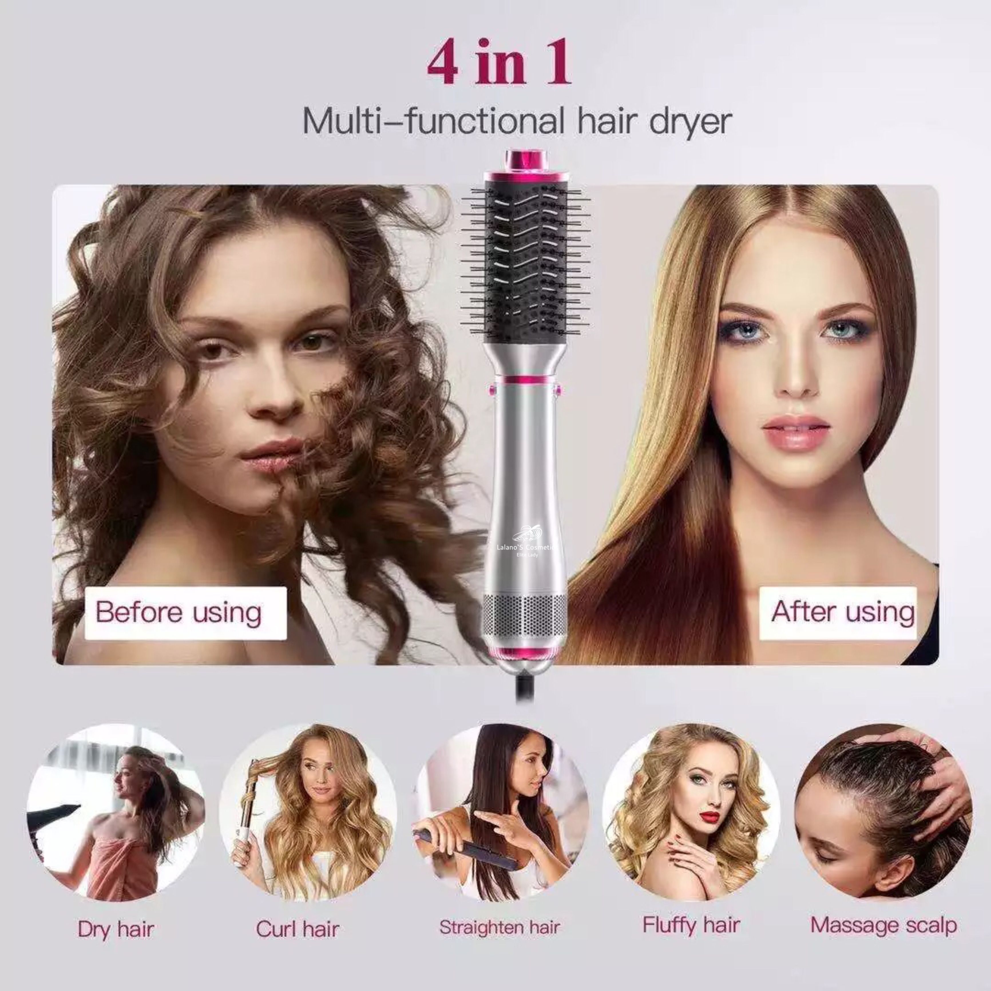 Lalano`S Cosmetics One Step Volumizer 4 In 1 Hairstylist