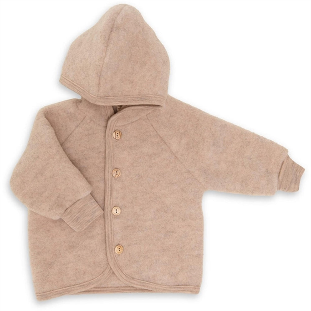 Hooded Jakke m. Træknapper Sand Mélange