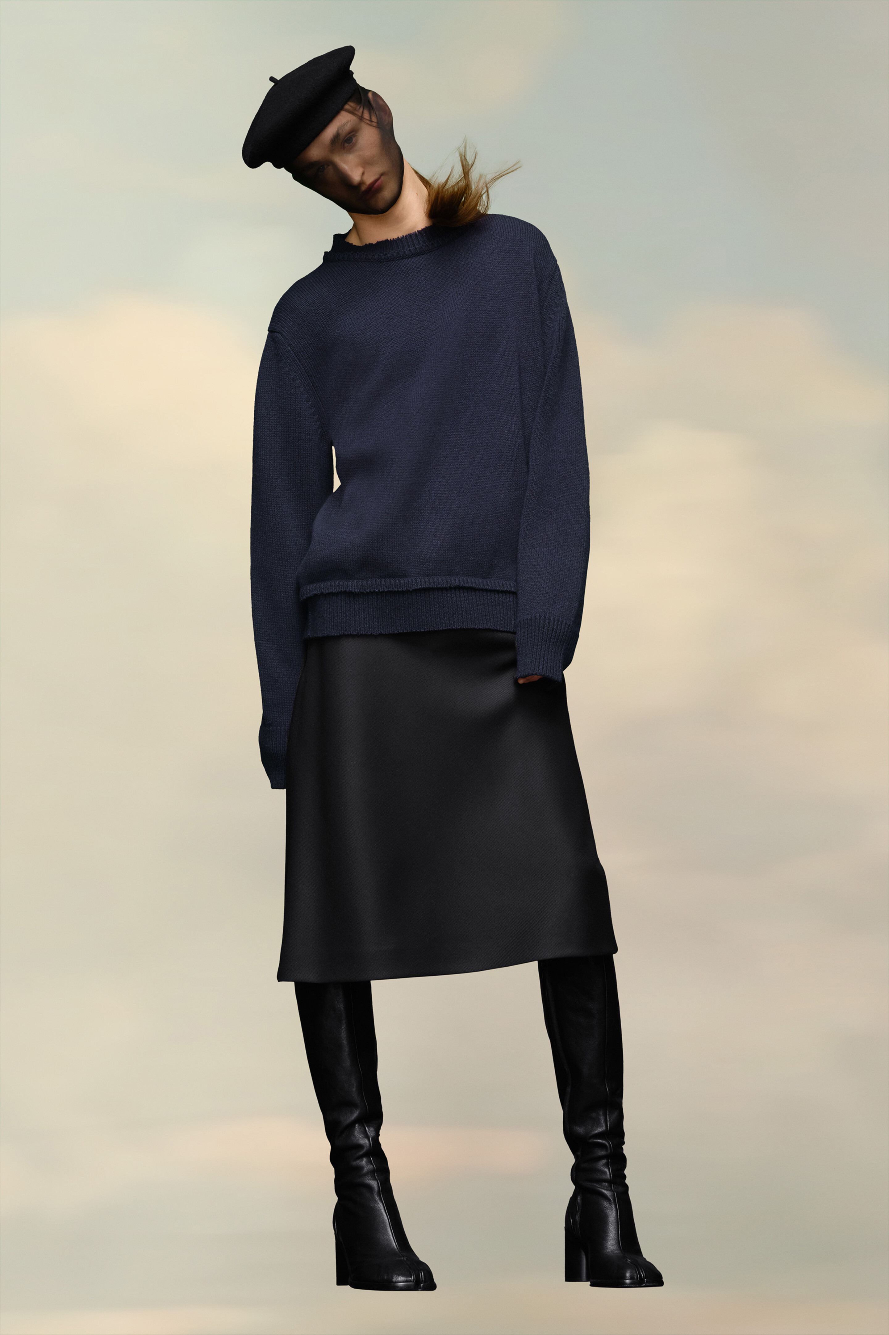 Pull avec coudières Bleu Navy