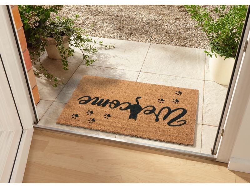 Hanse Home Fussmatte Cat Paws 45 cm x 75 cm, Braun/Schwarz Rutschfeste Türmatte