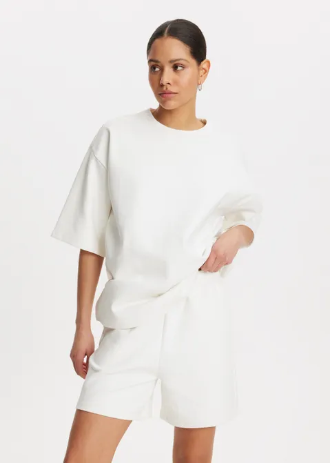 T-shirt met driekwart mouwen off-white (WIT.O)