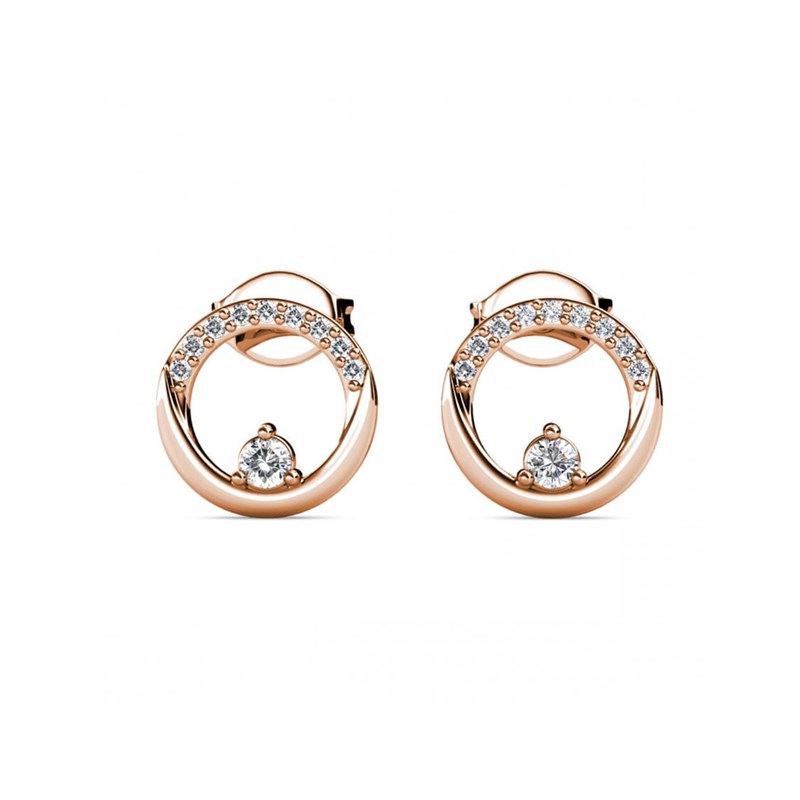 Boucles d'oreilles Clarine - Or Rosé et Cristal
